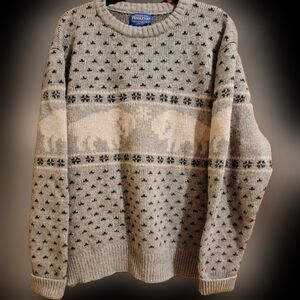 Pendleton Bison Buffalo Shetland Wool Crewneck Sweater - XL